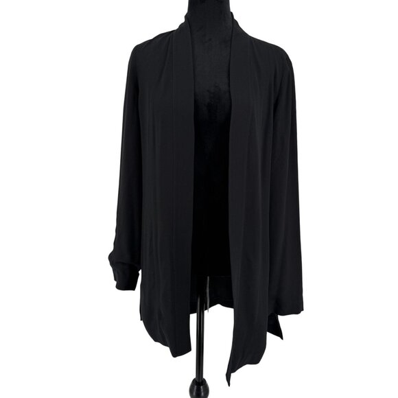 Eileen Fisher Open Front Silk Cardigan Womens Size XS Pocket Minimalist Layering - Picture 3 of 8